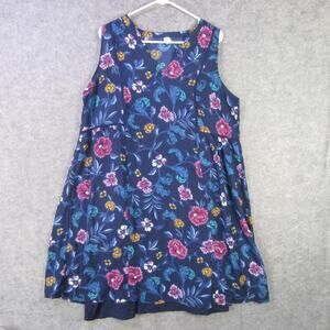 Old Navy Dress Womens 1X Plus Blue Floral Sleeveless Lightweight Casual Summer